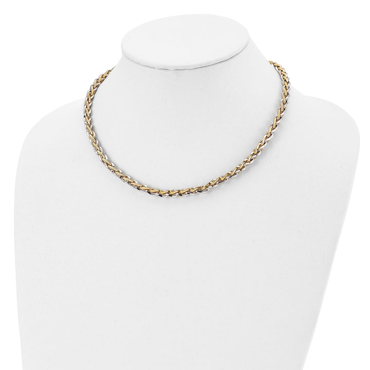 14k Two Tone Gold Fancy Link 18-Inche Necklace