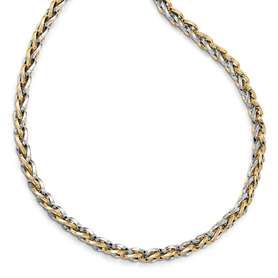 14k Two Tone Gold Fancy Link 18-Inche Necklace