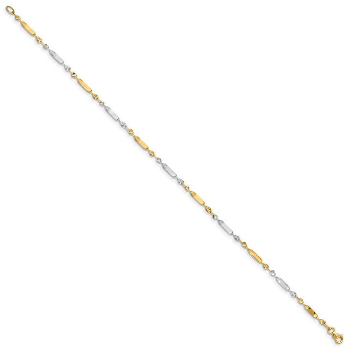 14k Two Tone Gold Polished Twisted Link Anklet