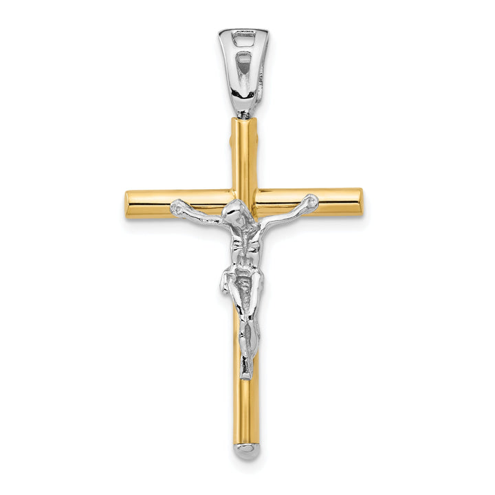 14k Two Tone Gold Polished Crucifix Pendant
