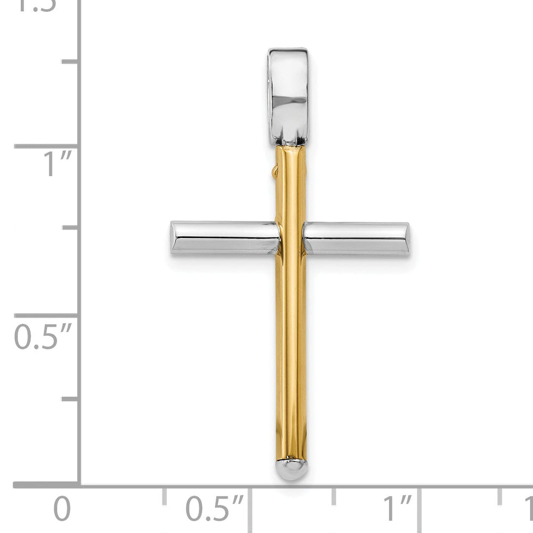 Leslie 14k Two Tone Gold Polished Cross Pendant