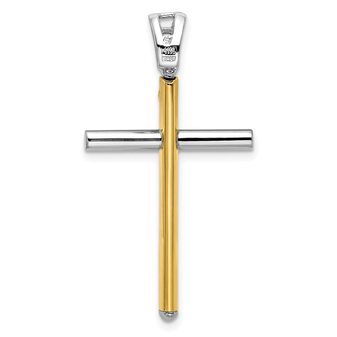 Leslie 14k Two Tone Gold Polished Cross Pendant