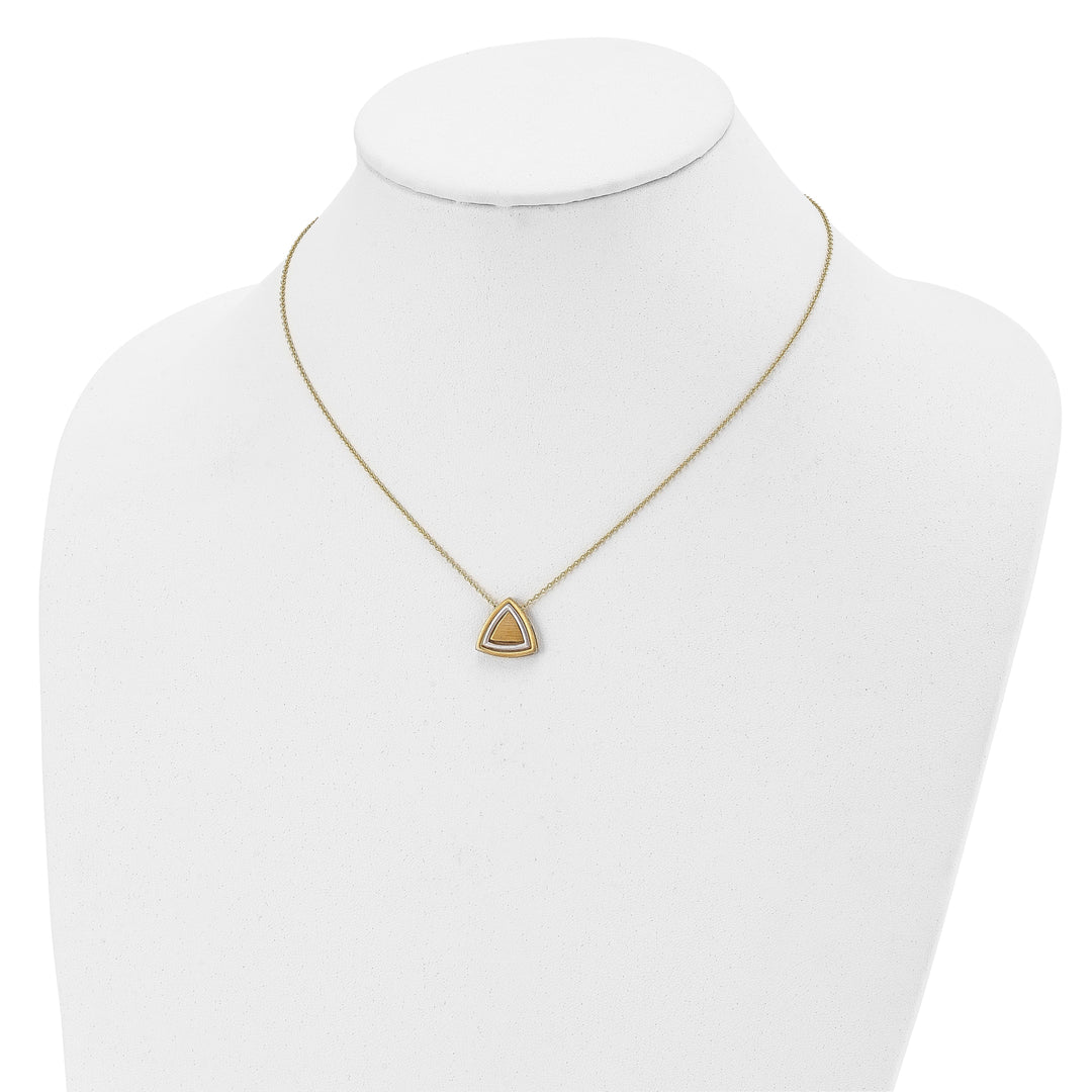 14k Two Tone Gold Satin Triangle Necklace