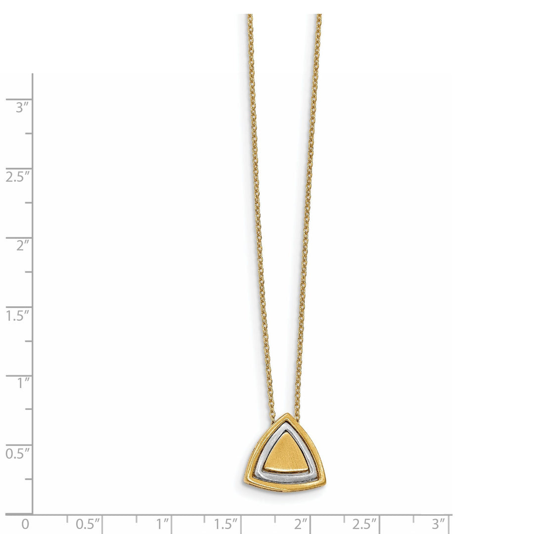 14k Two Tone Gold Satin Triangle Necklace
