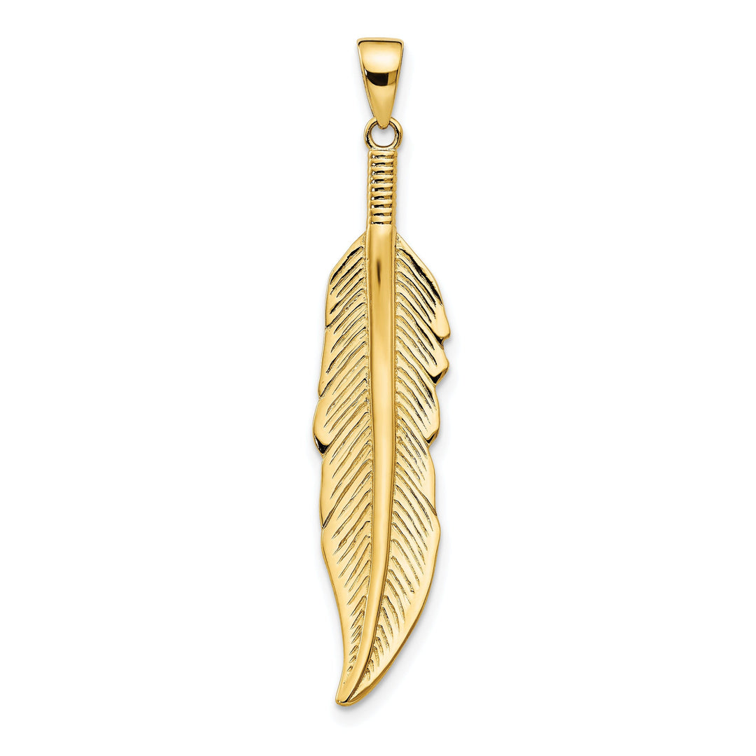 14kt Yellow Gold Feather charm Pendant