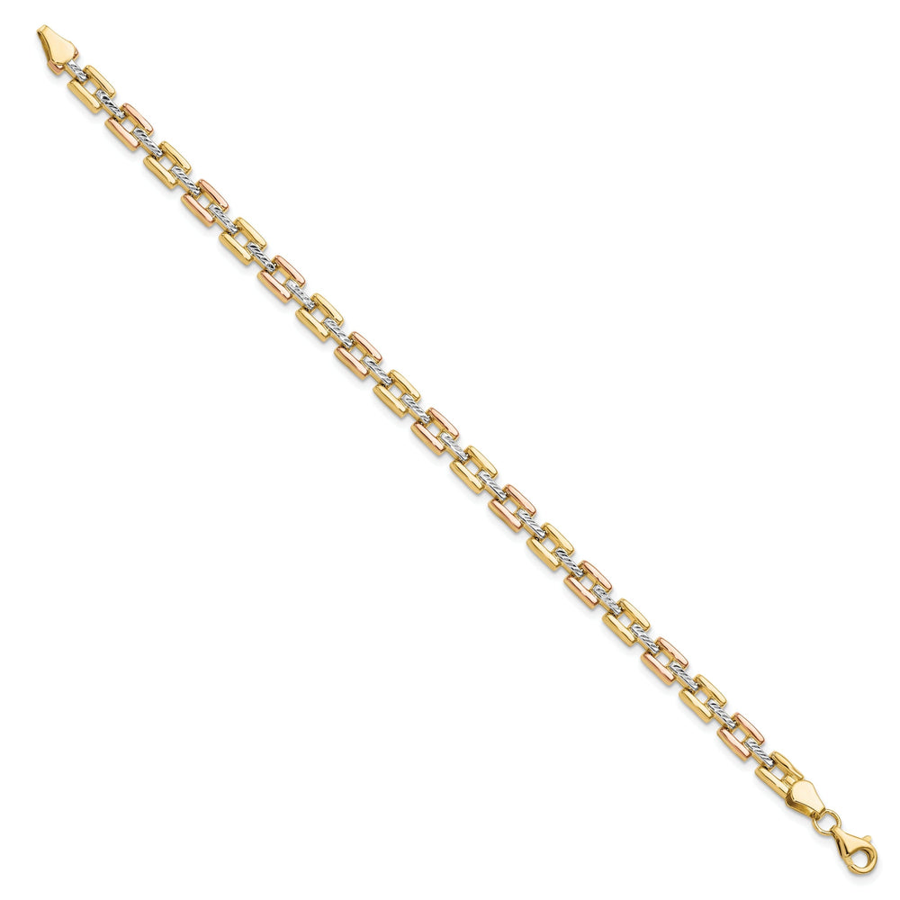 14k Two Tone Gold Diamond Cut Fancy Bracelet