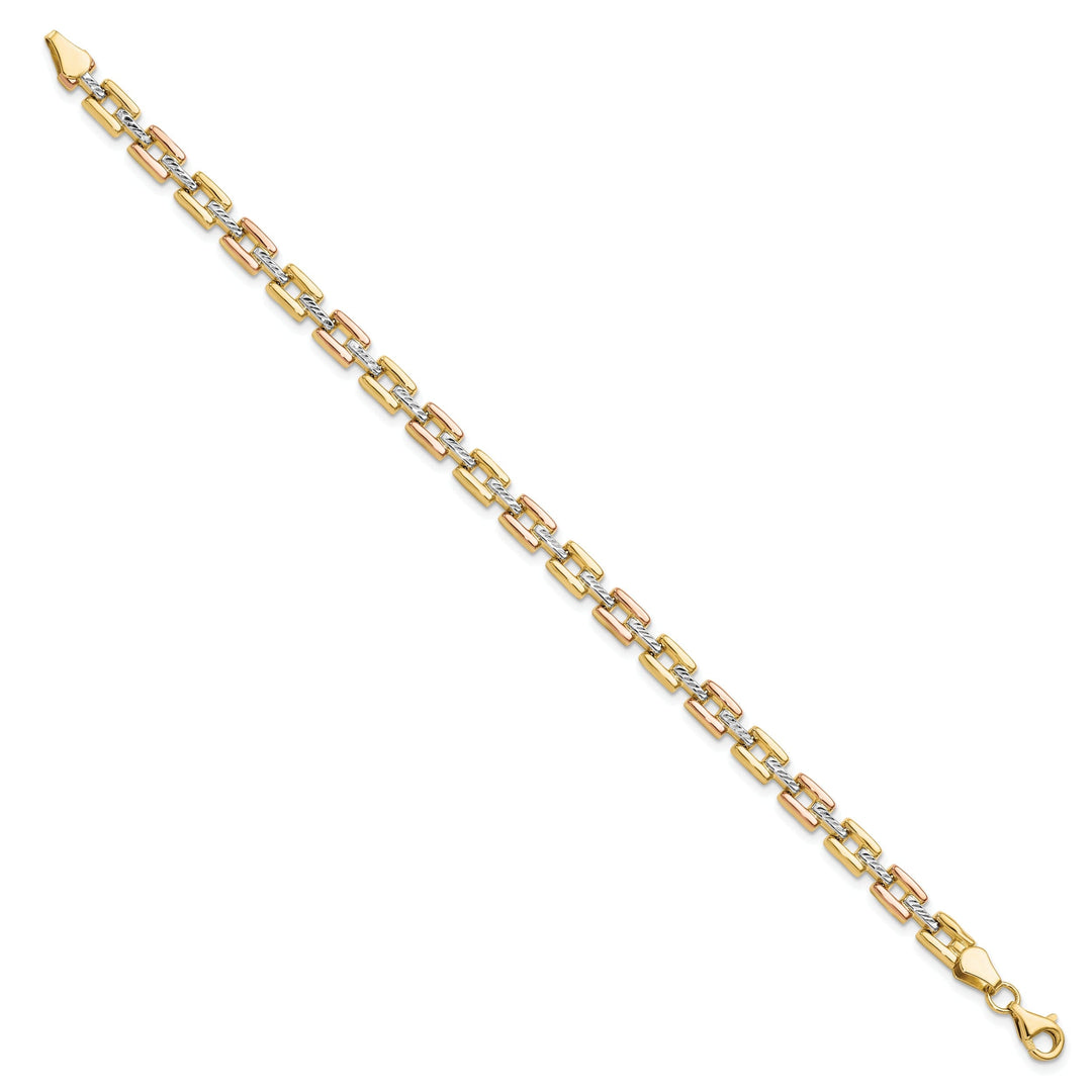 14k Two Tone Gold Diamond Cut Fancy Bracelet
