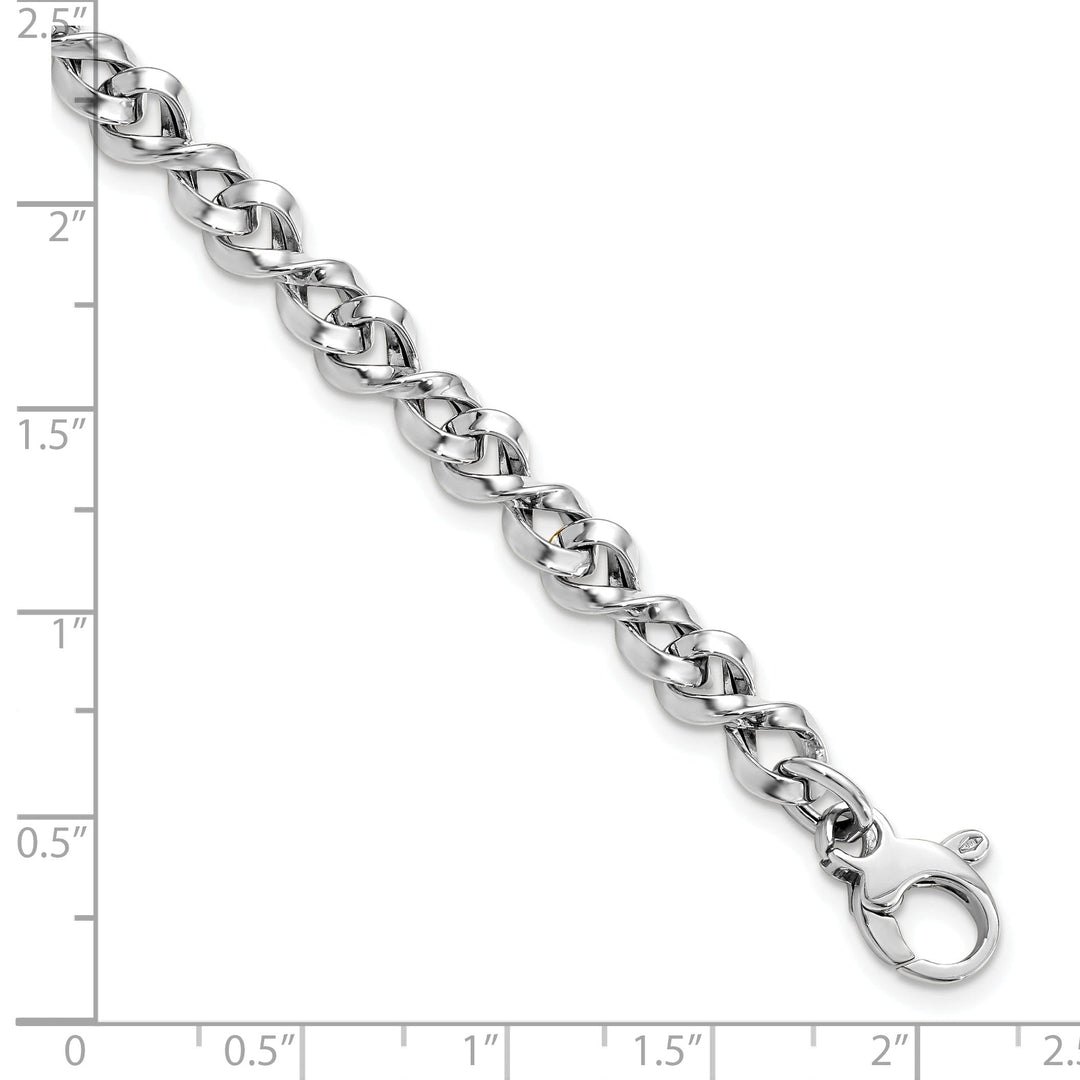 14K White Polished Fancy Twisted Link Bracelet