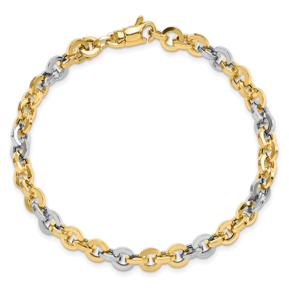 14k Two Tone Gold Polished Link Bracelet