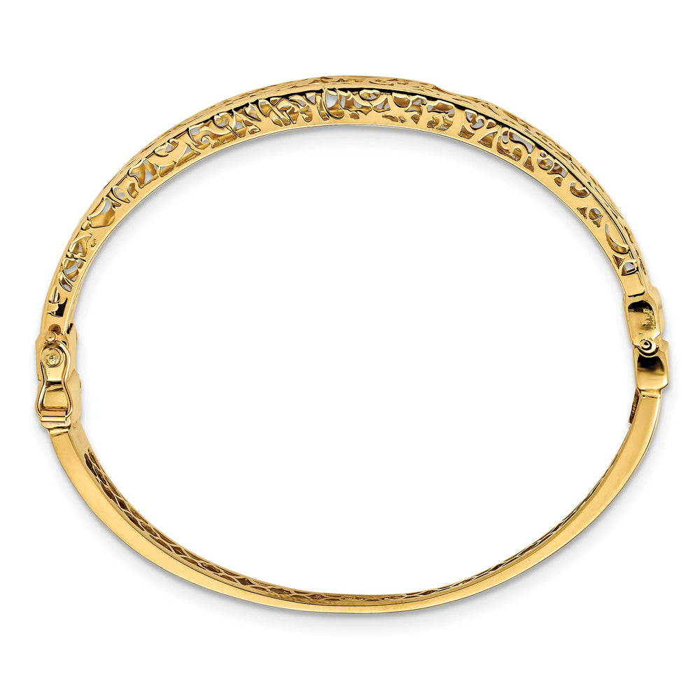 14k Yellow Gold Polished Hollow Fancy Bangle