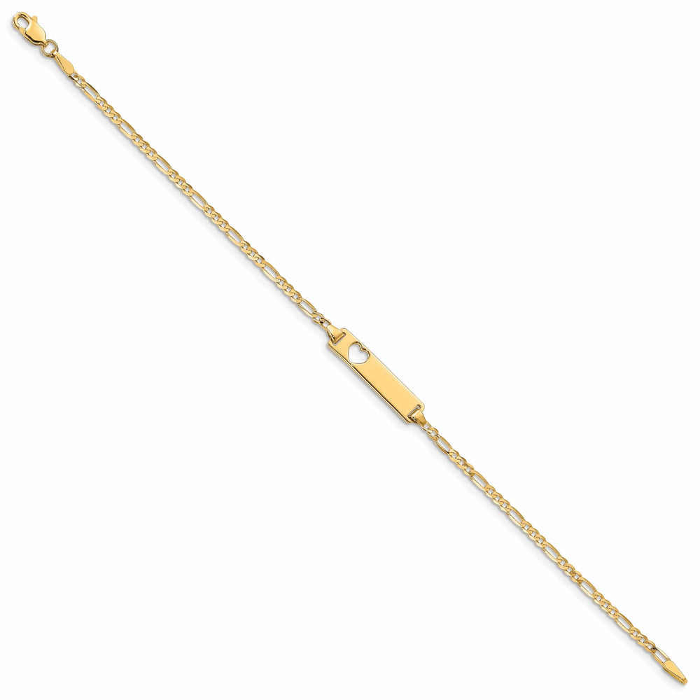 14k Gold Figaro Link ID Plate Bracelet