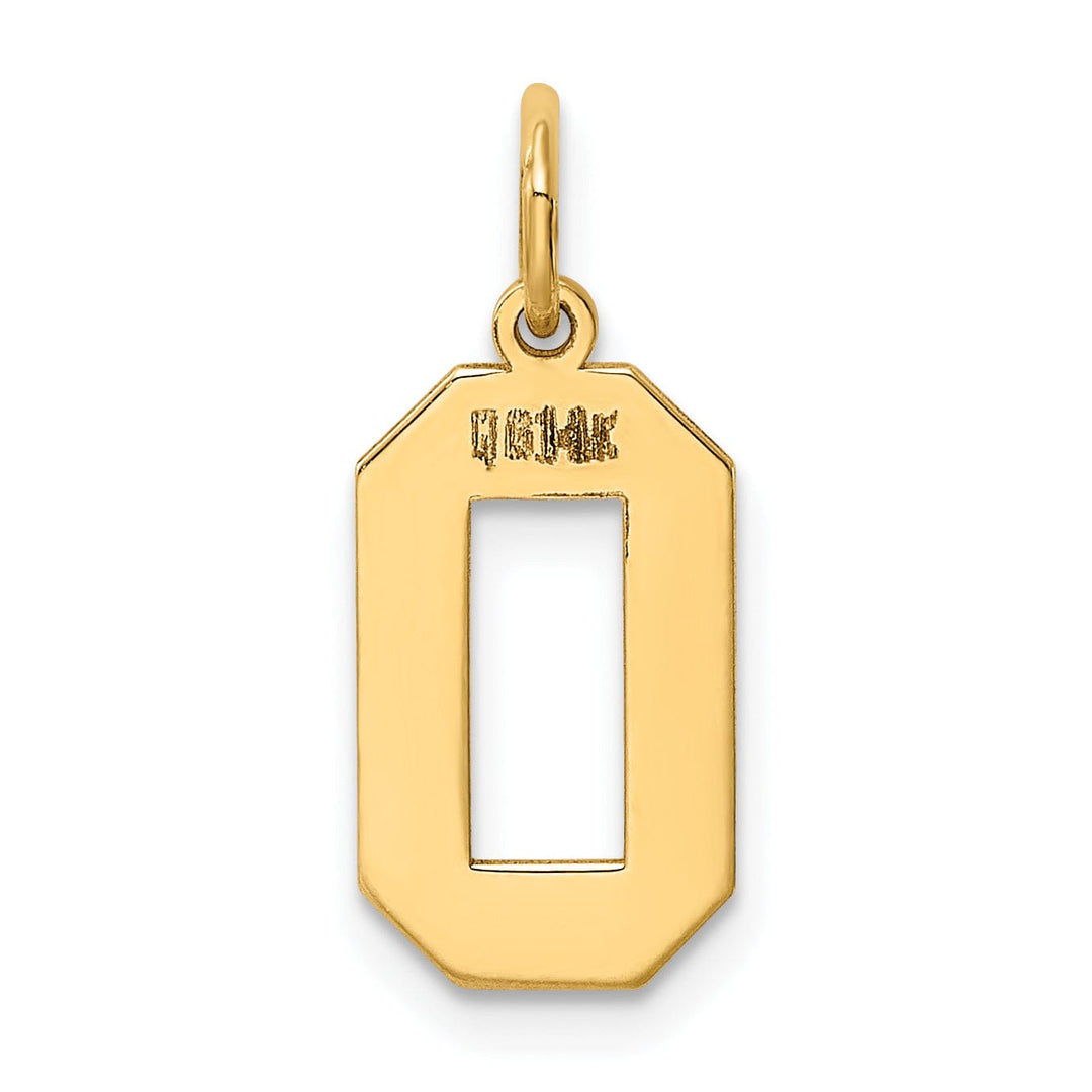 14K Yellow Gold Polished Finish Medium Size Number 0 Charm Pendant