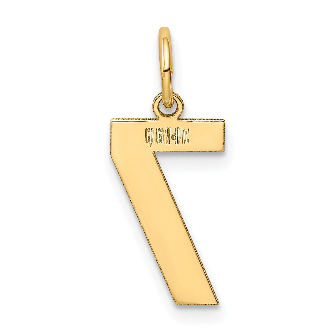 14K Yellow Gold Polished Finish Medium Size Number 7 Charm Pendant