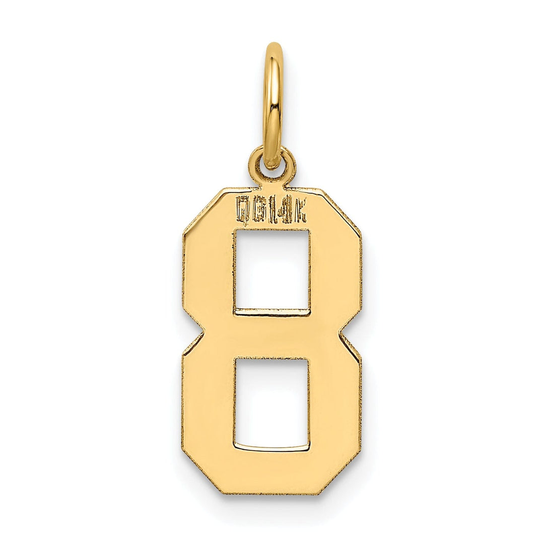 14K Yellow Gold Polished Finish Medium Size Number 8 Charm Pendant