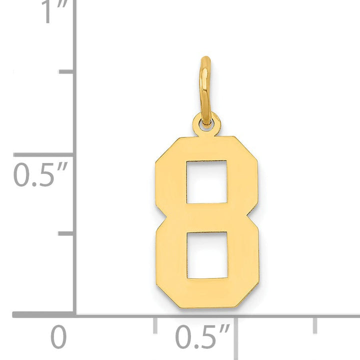 14K Yellow Gold Polished Finish Medium Size Number 8 Charm Pendant