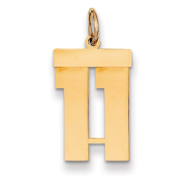 14K Yellow Gold Polished Finish Medium Size Number 11 Charm Pendant