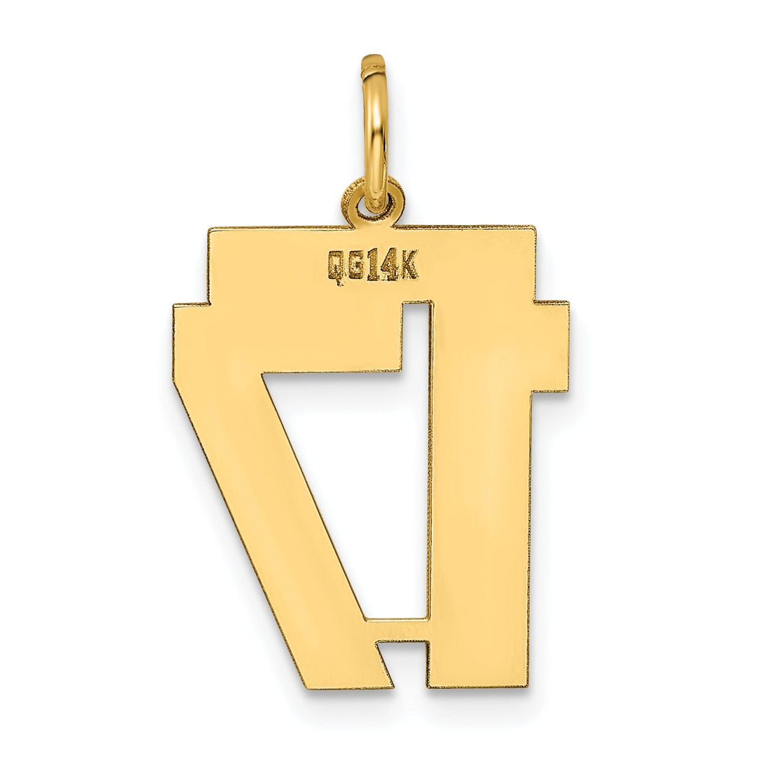 14K Yellow Gold Polished Finish Medium Size Number 17 Charm Pendant