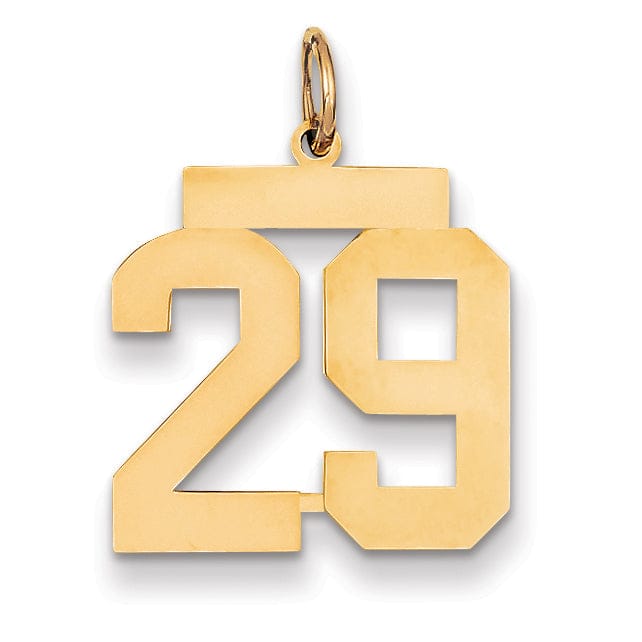14K Yellow Gold Polished Finish Medium Size Number 29 Charm Pendant