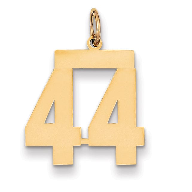 14K Yellow Gold Polished Finish Medium Size Number 44 Charm Pendant