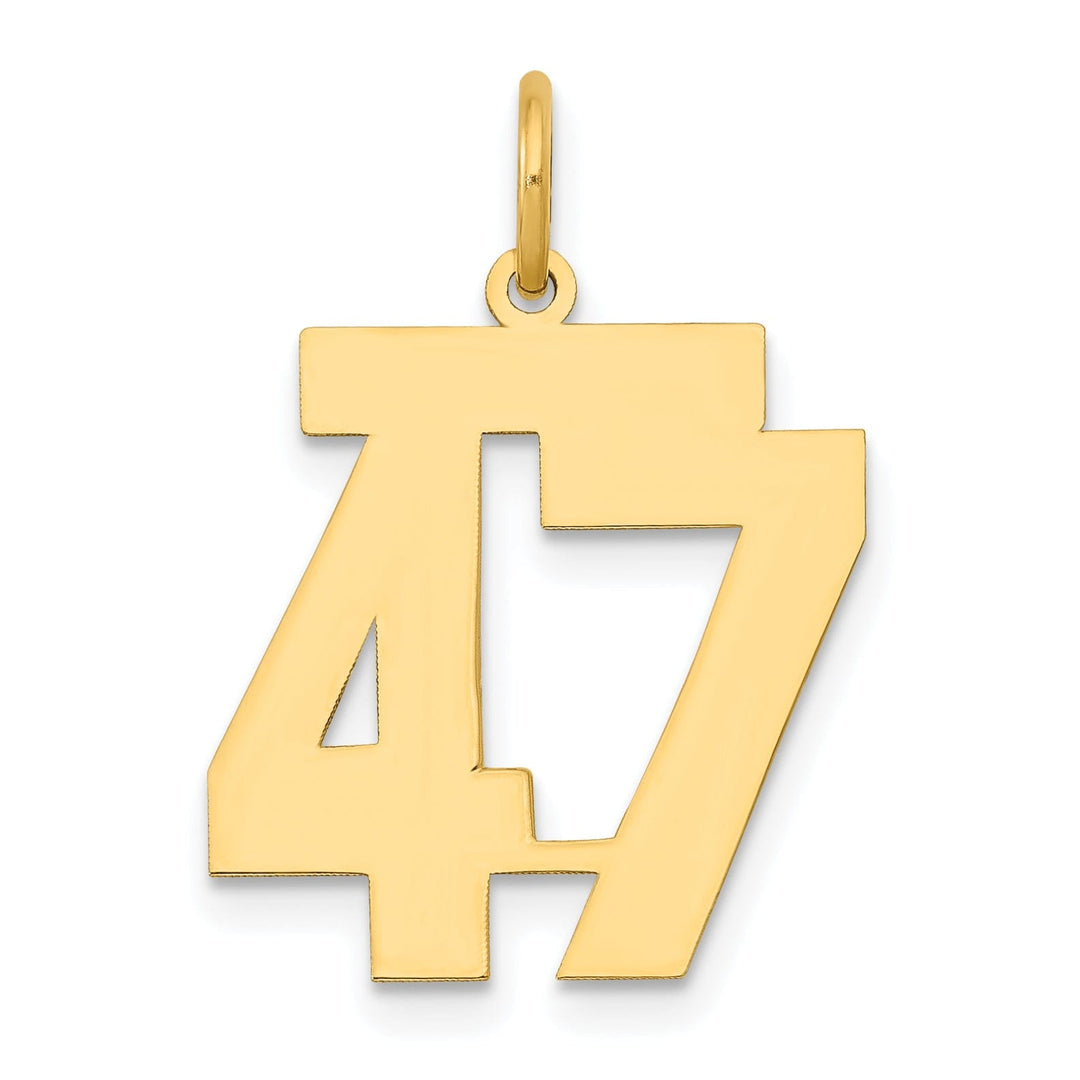 14K Yellow Gold Polished Finish Medium Size Number 47 Charm Pendant