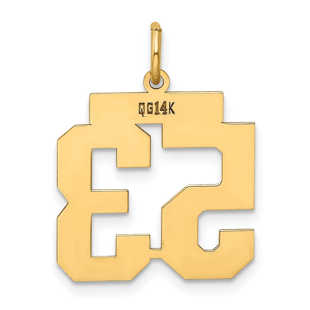 14K Yellow Gold Polished Finish Medium Size Number 53 Charm Pendant