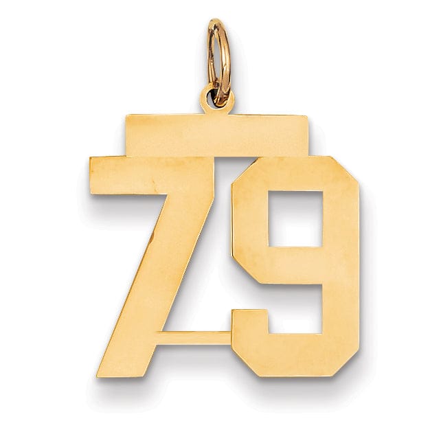 14K Yellow Gold Polished Finish Medium Size Number 79 Charm Pendant