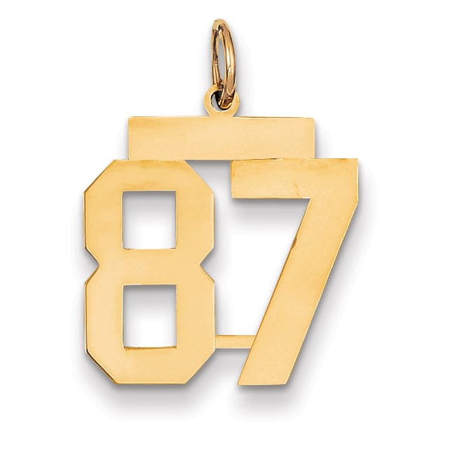 14K Yellow Gold Polished Finish Medium Size Number 87 Charm Pendant