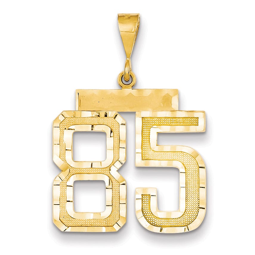 14k Yellow Gold Diamond Cut Texture Finish Large Size Number 85 Charm Pendant