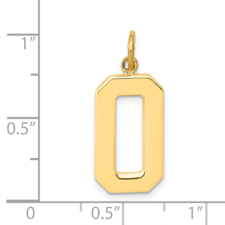 14k Yellow Gold Polished Finish Large Size Number 0 Charm Pendant