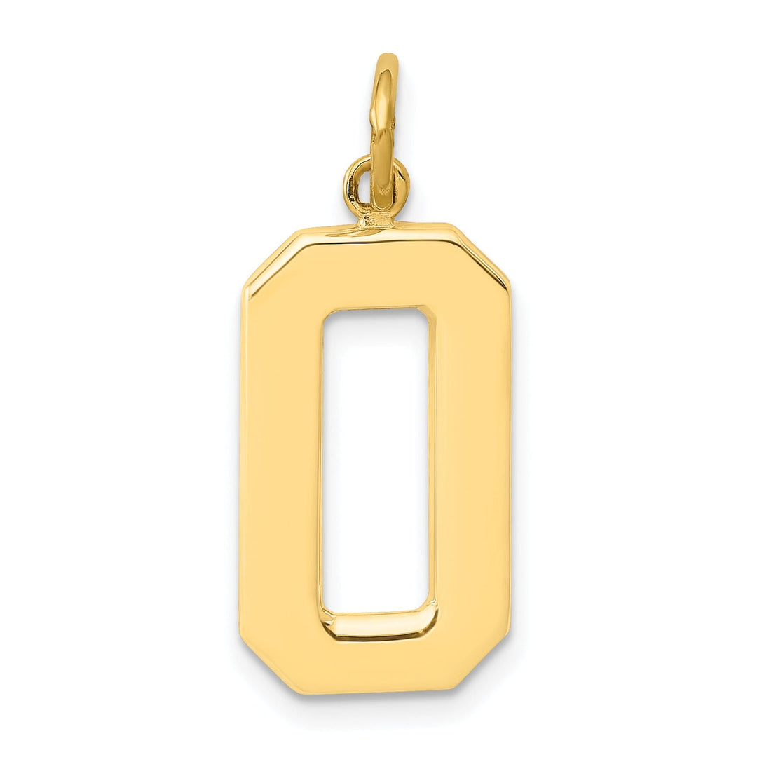 14k Yellow Gold Polished Finish Large Size Number 0 Charm Pendant