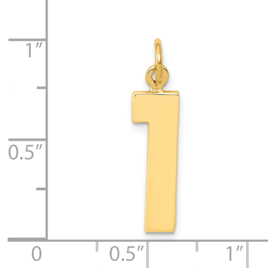 14k Yellow Gold Polished Finish Large Size Number 1 Charm Pendant