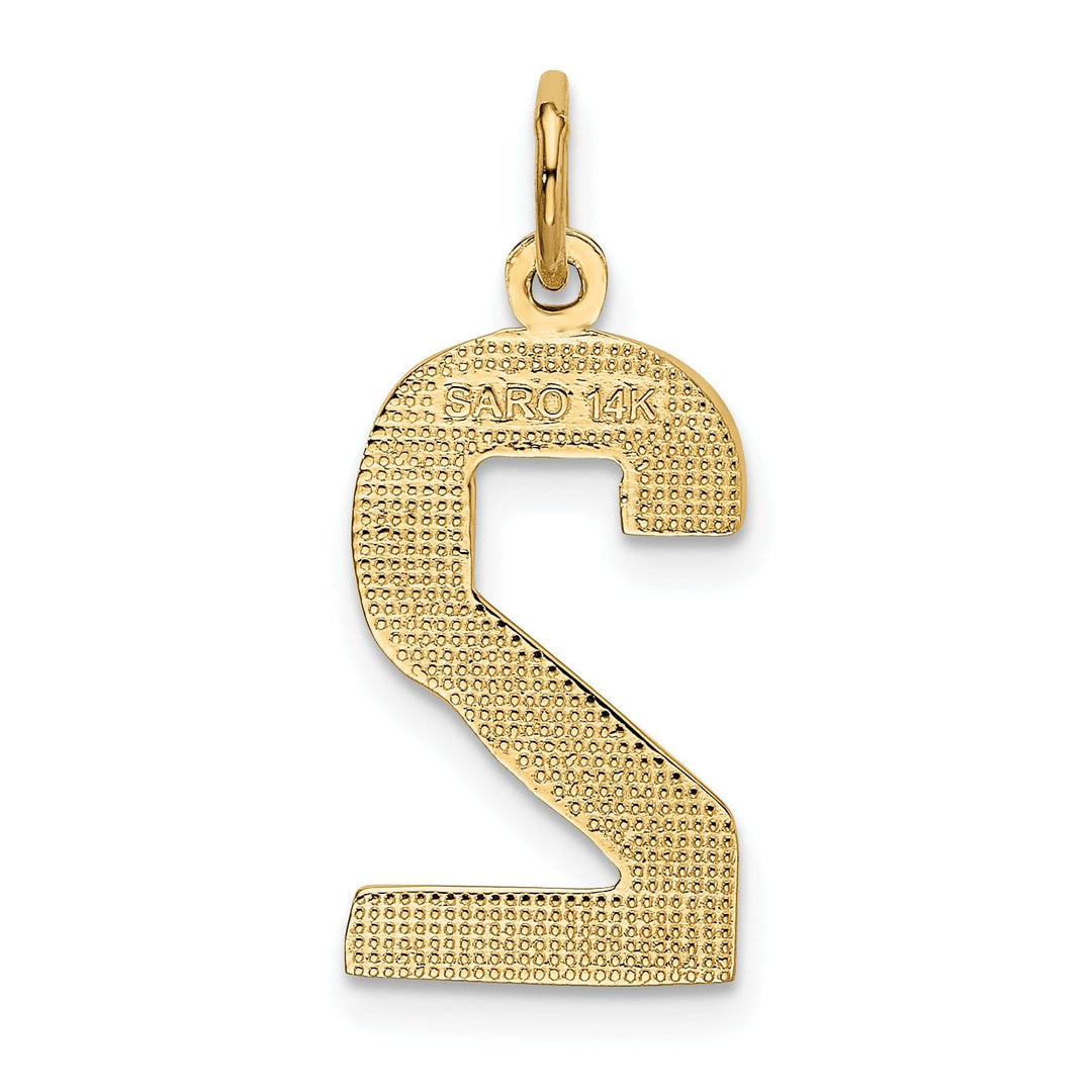 14k Yellow Gold Polished Finish Large Size Number 2 Charm Pendant