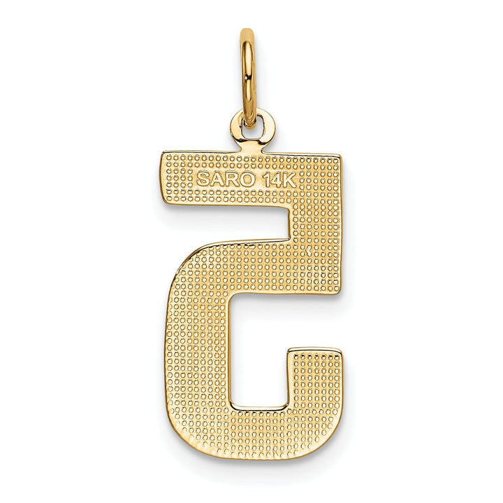 14k Yellow Gold Polished Finish Large Size Number 5 Charm Pendant