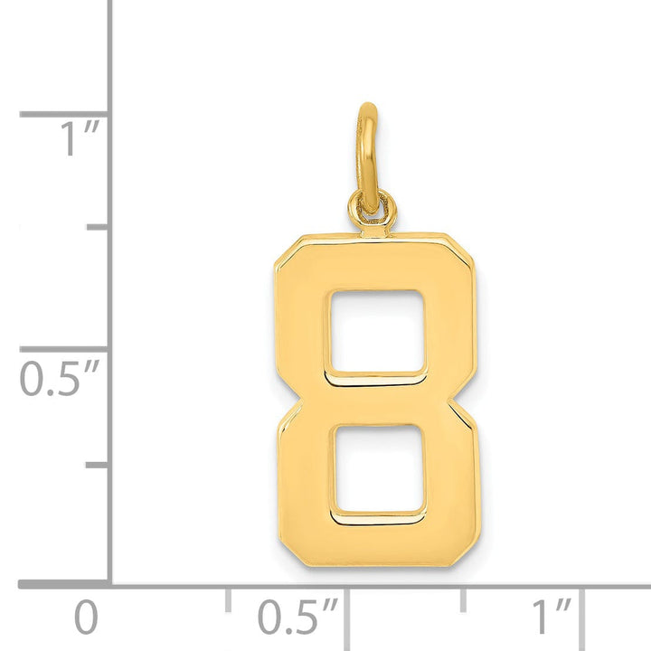 14k Yellow Gold Polished Finish Large Size Number 8 Charm Pendant