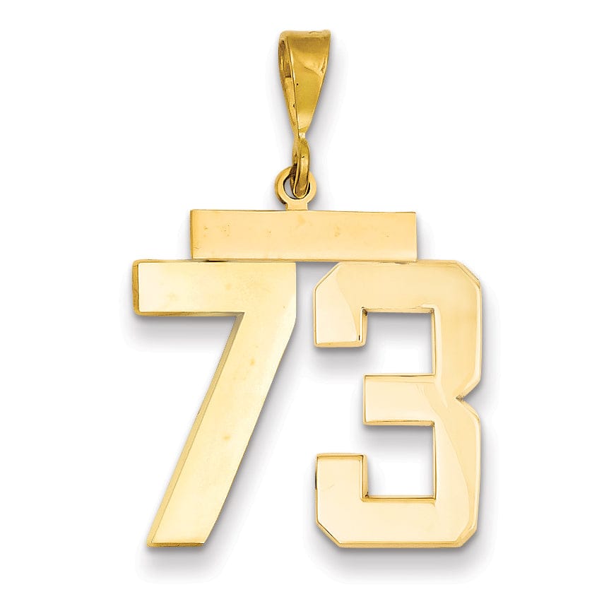 14k Yellow Gold Polished Finish Large Size Number 73 Charm Pendant