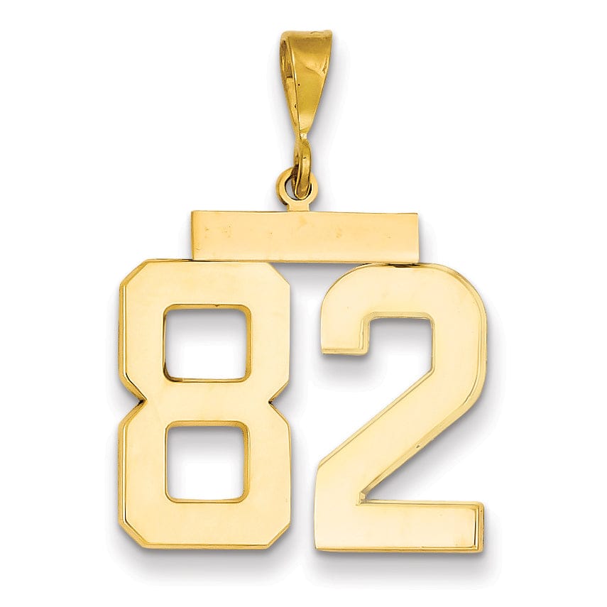 14k Yellow Gold Polished Finish Large Size Number 82 Charm Pendant