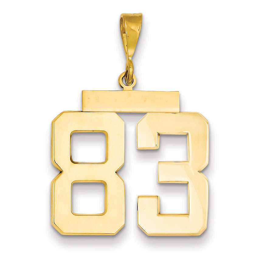 14k Yellow Gold Polished Finish Large Size Number 83 Charm Pendant