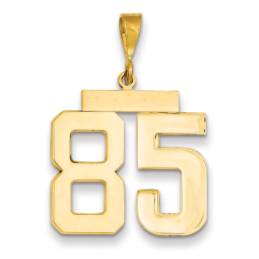 14k Yellow Gold Polished Finish Large Size Number 85 Charm Pendant