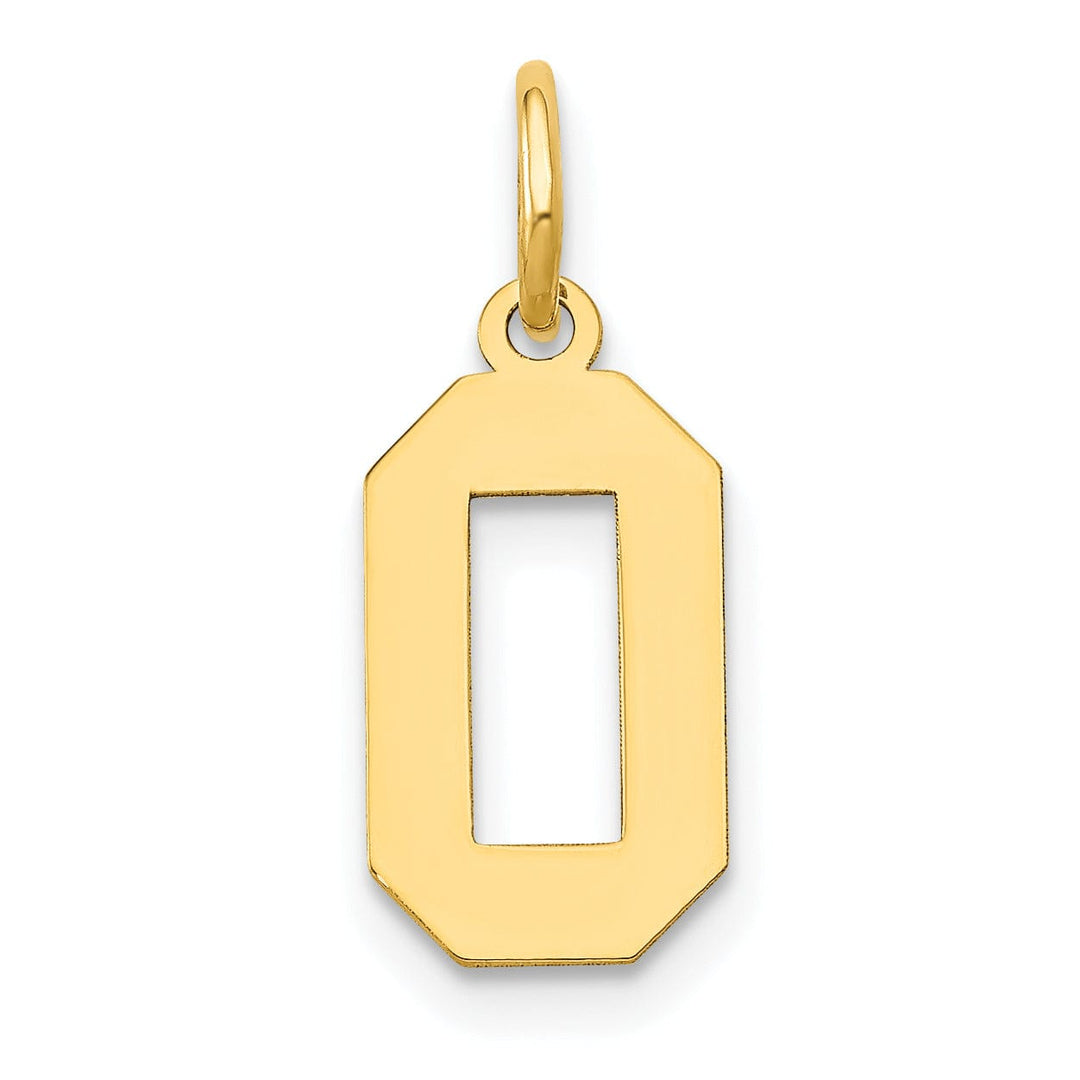 14k Yellow Gold Polished Finish Small Size Number 0 Charm Pendant