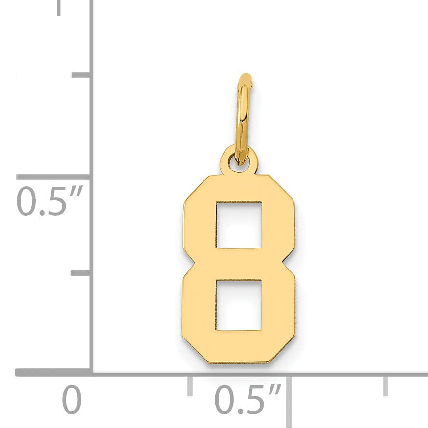 14k Yellow Gold Polished Finish Small Size Number 8 Charm Pendant