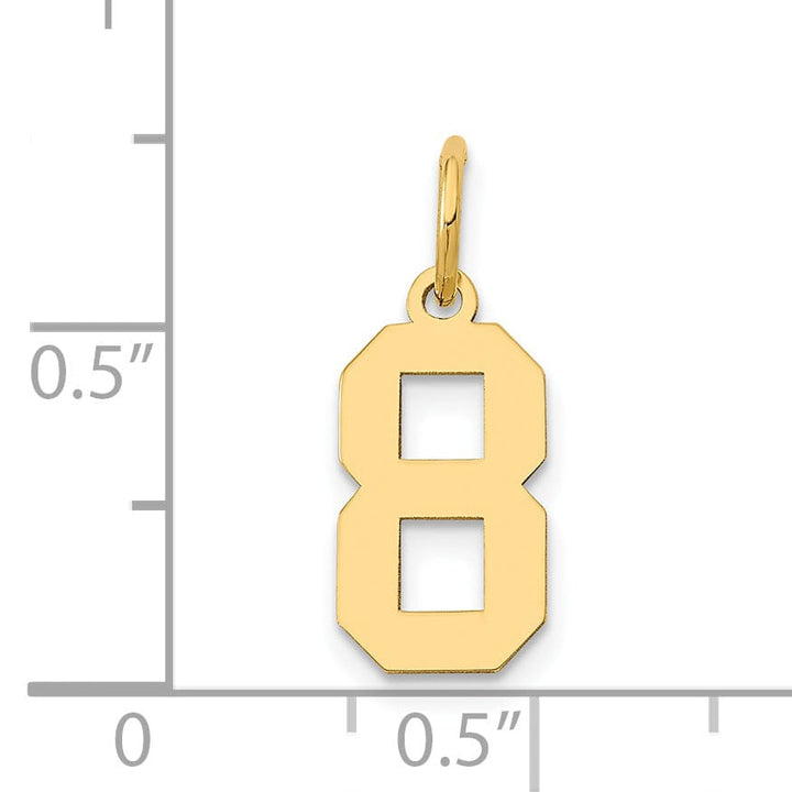 14k Yellow Gold Polished Finish Small Size Number 8 Charm Pendant