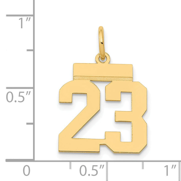 14k Yellow Gold Polished Finish Small Size Number 23 Charm Pendant