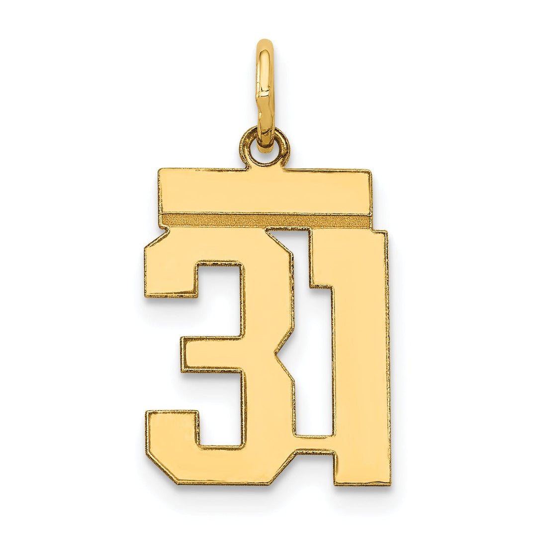 14k Yellow Gold Polished Finish Small Size Number 31 Charm Pendant