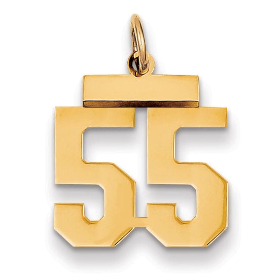 14k Yellow Gold Polished Finish Small Size Number 55 Charm Pendant