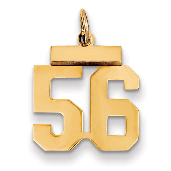 14k Yellow Gold Polished Finish Small Size Number 56 Charm Pendant
