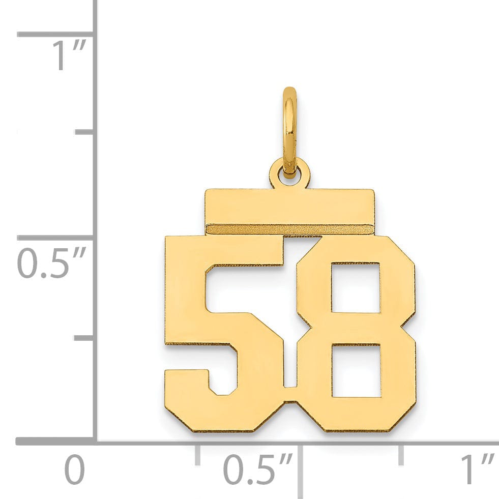 14k Yellow Gold Polished Finish Small Size Number 58 Charm Pendant