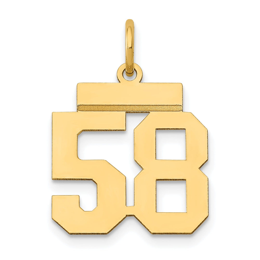 14k Yellow Gold Polished Finish Small Size Number 58 Charm Pendant