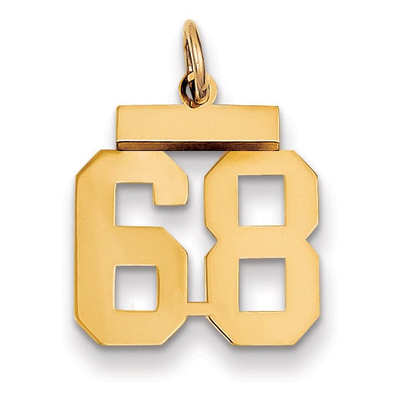 14k Yellow Gold Polished Finish Small Size Number 68 Charm Pendant