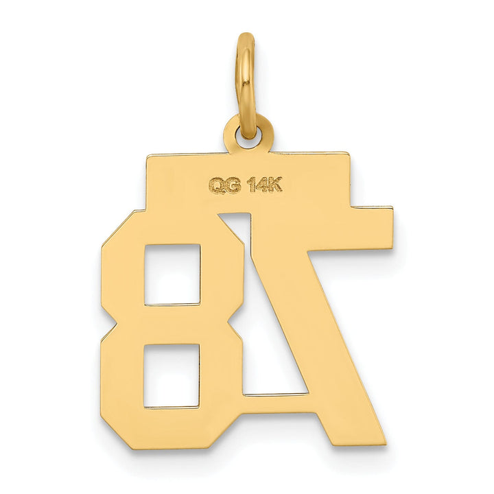 14k Yellow Gold Polished Finish Small Size Number 78 Charm Pendant