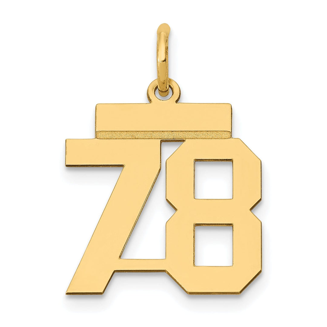 14k Yellow Gold Polished Finish Small Size Number 78 Charm Pendant